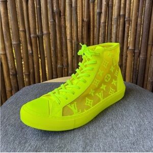 LOUIS VUITTON men’s Tattoo Monogram High Top Sneaker Boot Yellow